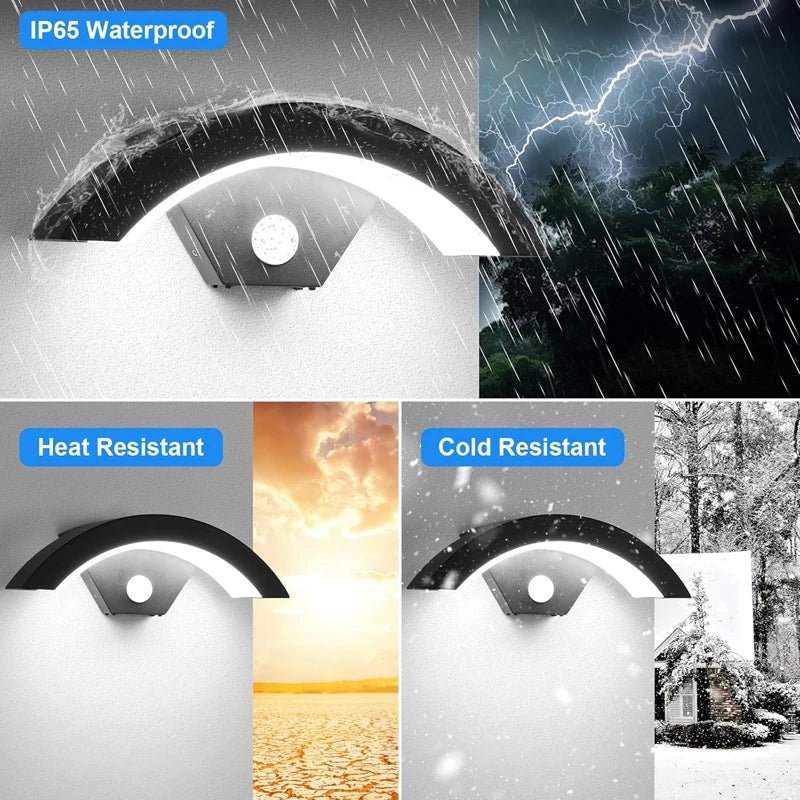 Outdoor LED Wall Light With Motion Sensor, IP65 Waterproof Up Down Garden, Corridor, Stairs Lighting