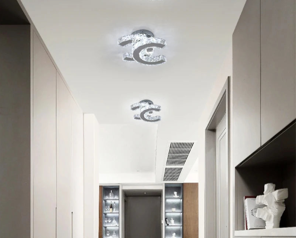 Modern Crystal LED Ceiling Chandelier – Elegant Lighting for Bedroom, Corridor, Dining Room & Hallway