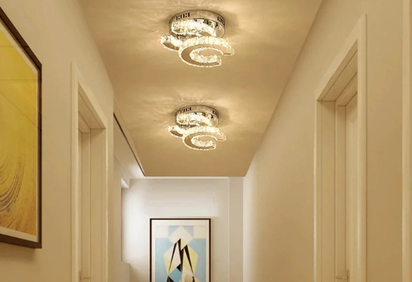 Modern Crystal LED Ceiling Chandelier – Elegant Lighting for Bedroom, Corridor, Dining Room & Hallway