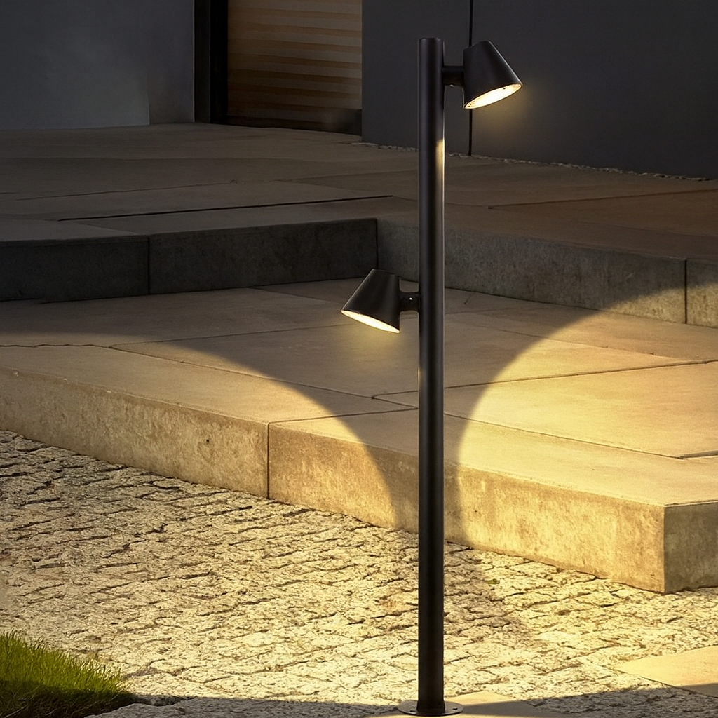 Multi-Head Rotating Garden Lawn Light – Die-Cast Aluminum Waterproof LED Spotlight for Pathways, Pillars, Parks & Landscape Decor