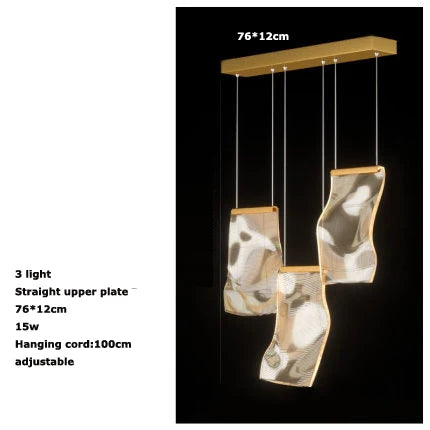 LED Art Paper Iron &amp; Acrylic Designer Chandelier – Modern Gold Hanging Lamp for Foyer, Living Room & Luxury Interiors