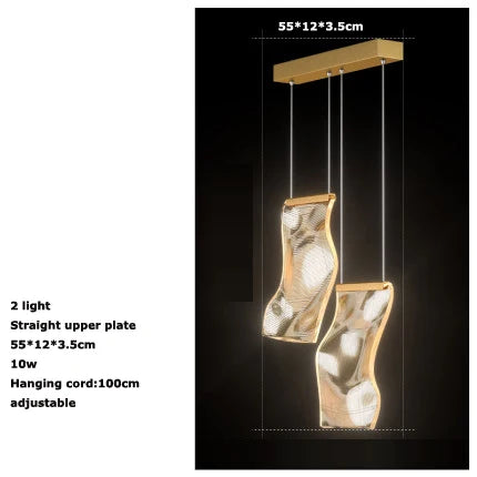 LED Art Paper Iron &amp; Acrylic Designer Chandelier – Modern Gold Hanging Lamp for Foyer, Living Room & Luxury Interiors