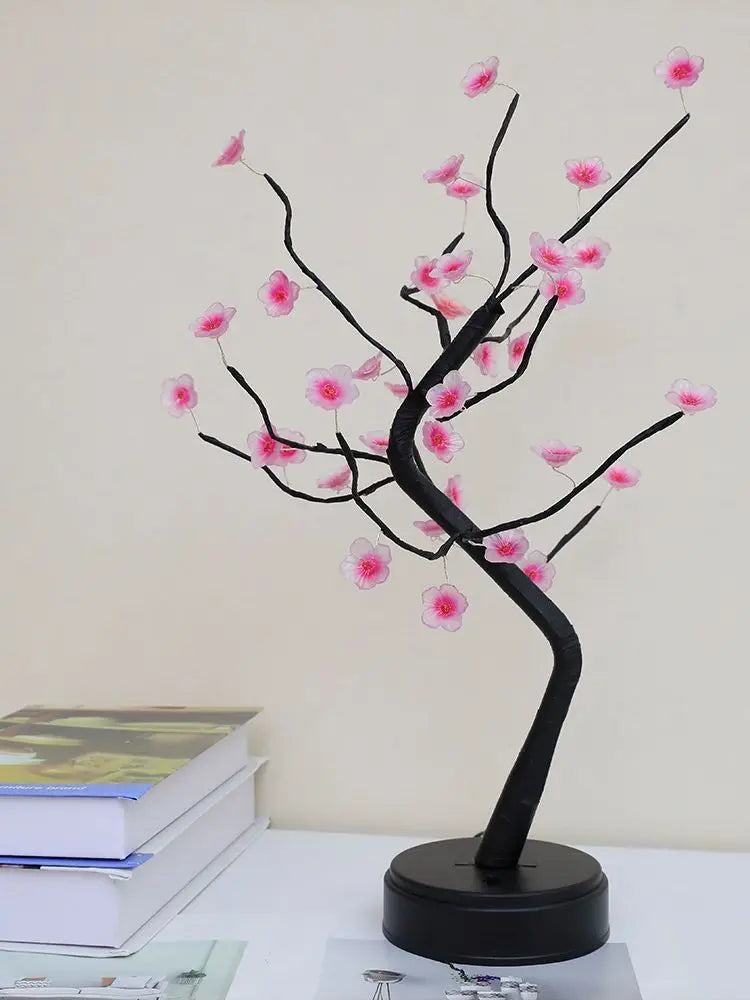 USB or Battery Powered Cherry Blossom LED Tree Lamp – Warm White Decorative Bonsai Light for Home and Bedroom