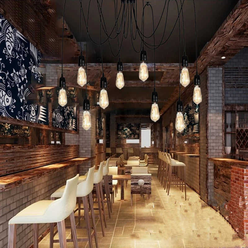 Spider Chandelier E27 LED Pendant Lights – Retro Industrial Ceiling Lamp for Bar, Restaurant & Dining Room