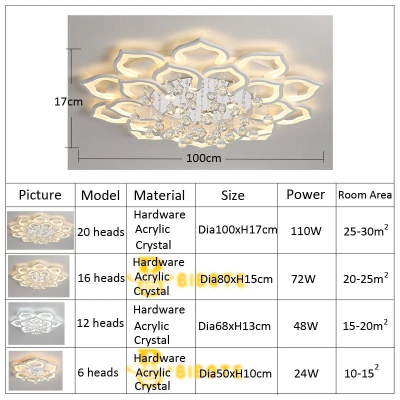 Modern Crystal LED Chandelier – Luxury K9 Crystal Ceiling Light for Living Room, Bedroom & Kitchen