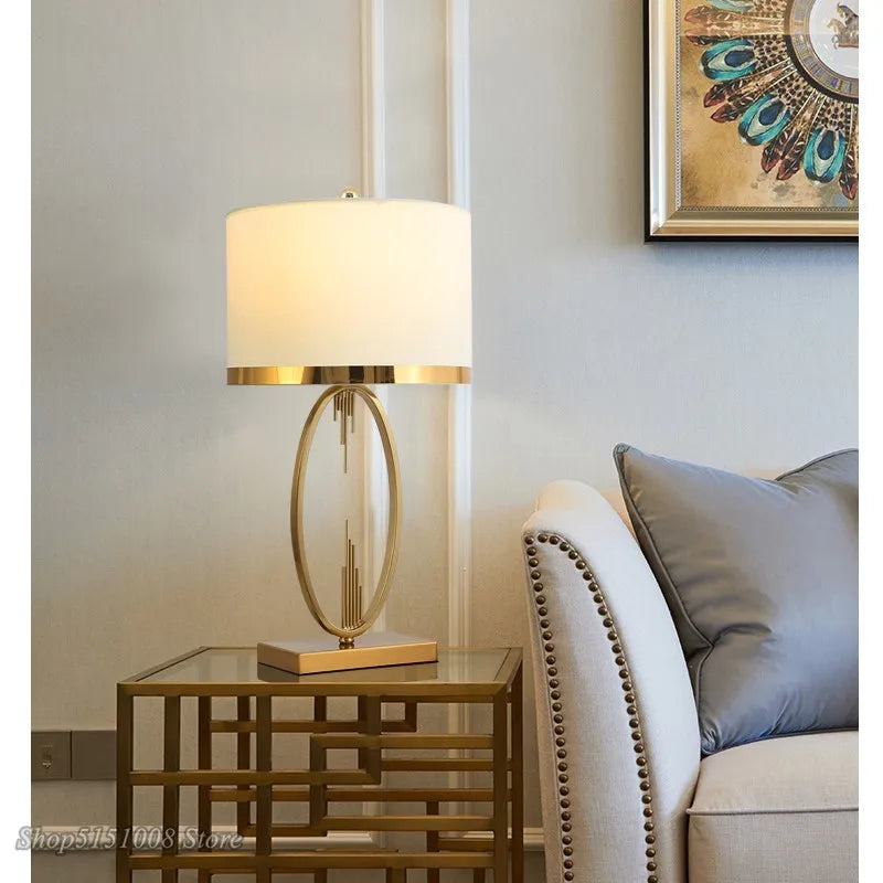 Modern Metal Pipe Shape Table Lamp – Nordic Fabric Bedroom and Living Room Decorative Desk Lighting