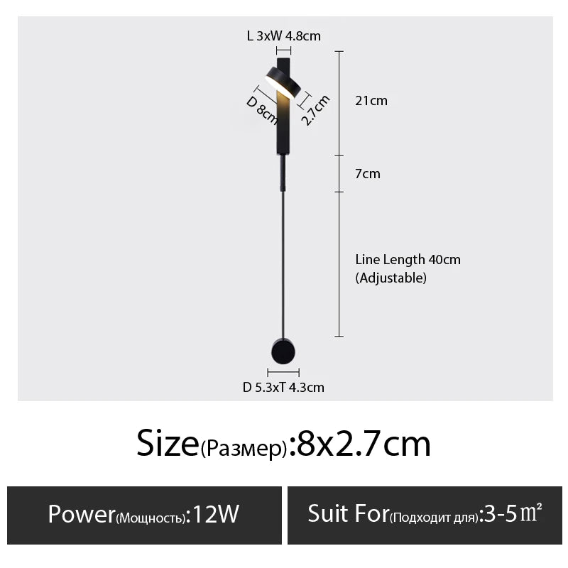 Modern Minimalist Nordic Wall Lamp – Creative Bedroom, Living Room, Aisle LED Wall Sconce