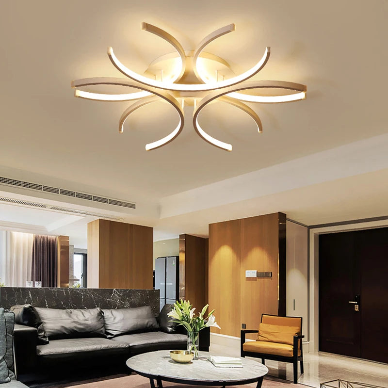 Modern White LED Chandelier Ceiling Lamp – Circle Design for Bedroom, Living Room, Dining Room & Kitchen