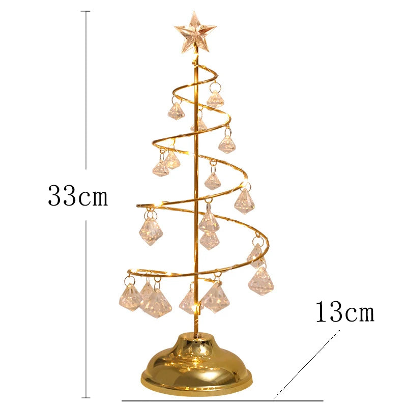 LED Christmas Tree Table Lamp – Modern Crystal Decorative Desk Light for Bedroom and Living Room Holiday Ambience