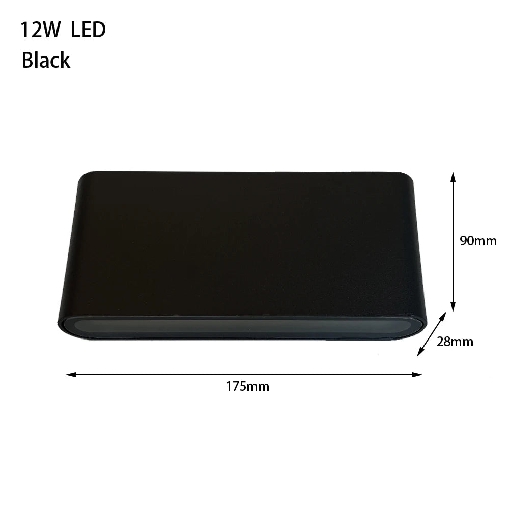 6W, 12W, 24W LED Outdoor Waterproof Wall Lamp – Aluminum Exterior Wall Sconce for Bedroom, Living Room, Balcony