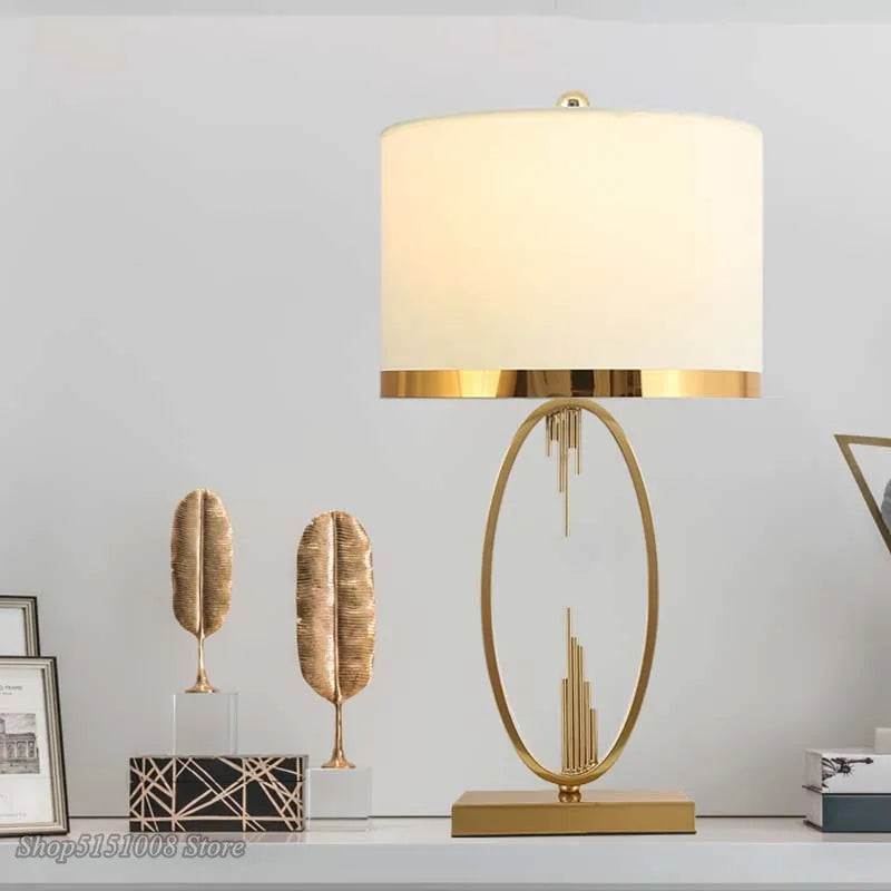 Modern Metal Pipe Shape Table Lamp – Nordic Fabric Bedroom and Living Room Decorative Desk Lighting