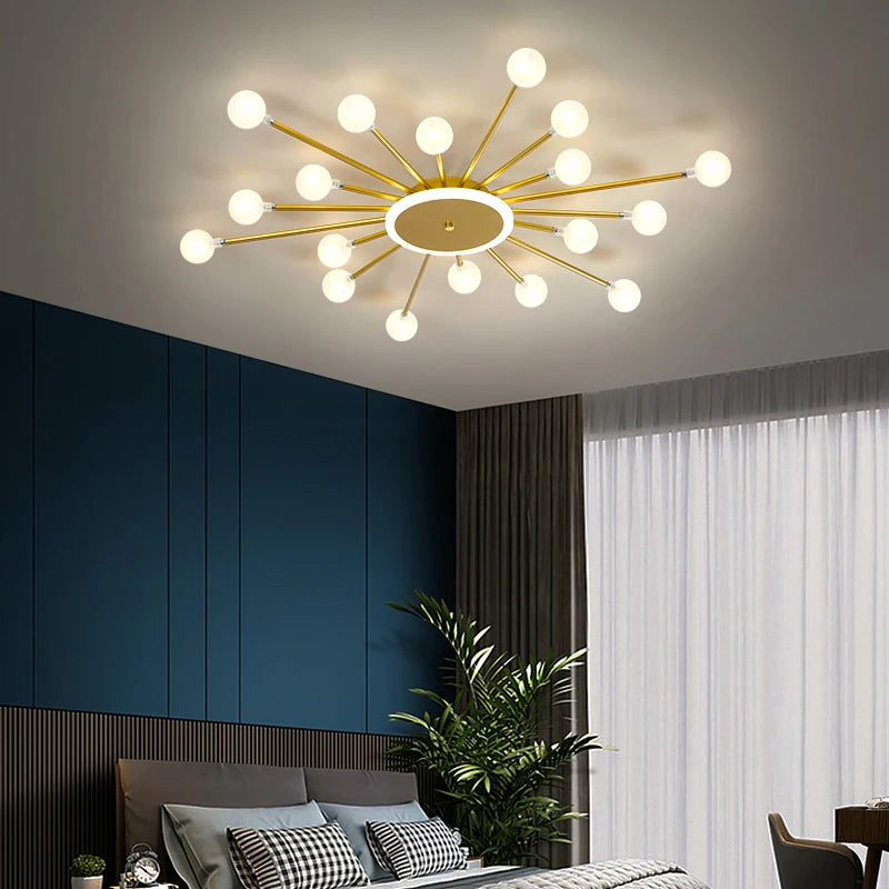 Modern Glass Ceiling Chandelier – LED Lighting Fixture for Living Room, Bedroom & Kitchen