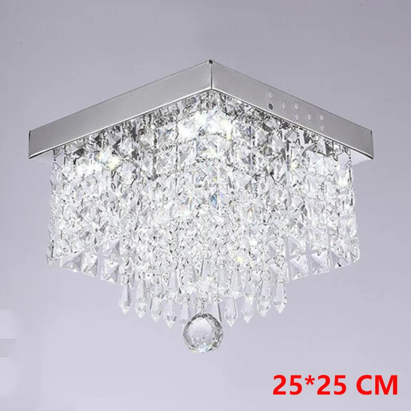 Black & Gold 3-Tier Crystal Chandelier – Modern Flush Mount Pendant Light Fixture