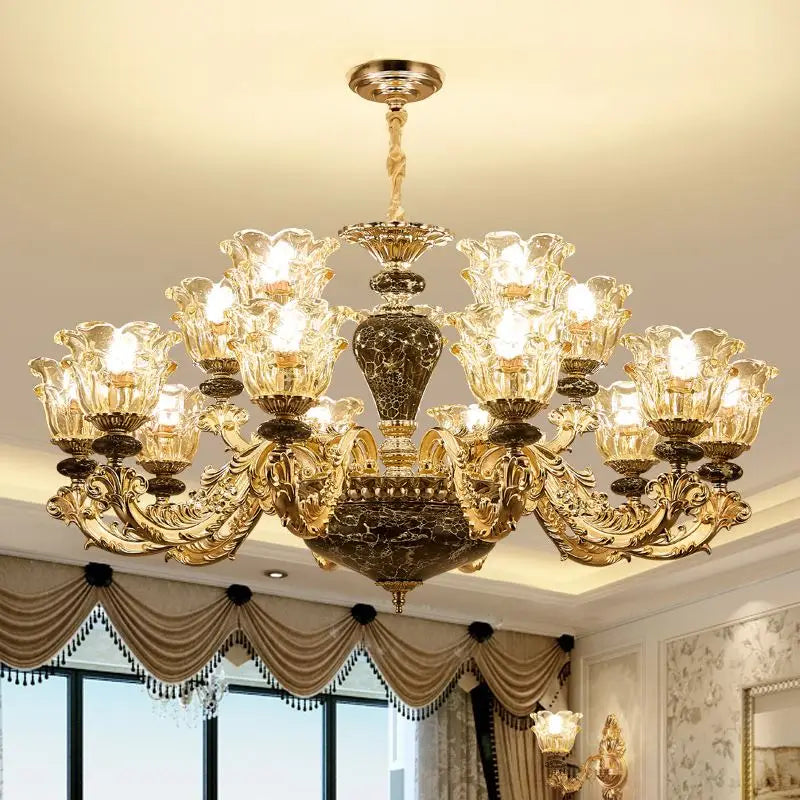French Luxury Crystals Chandelier – Minimalist Ceramic and Crystal Ceiling Lamp for Living Room, Bedroom, Villa
