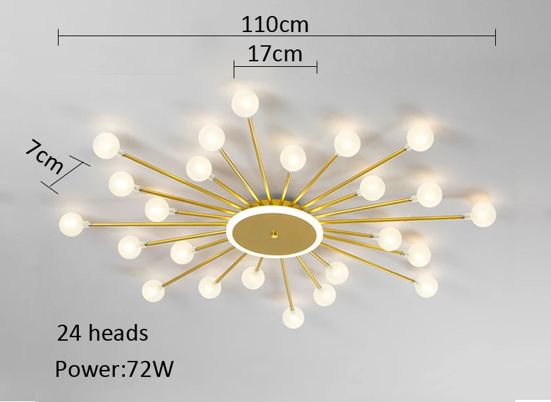 Modern Glass Ceiling Chandelier – LED Lighting Fixture for Living Room, Bedroom & Kitchen