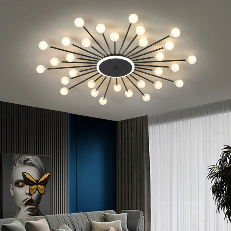 Modern Glass Ceiling Chandelier – LED Lighting Fixture for Living Room, Bedroom & Kitchen