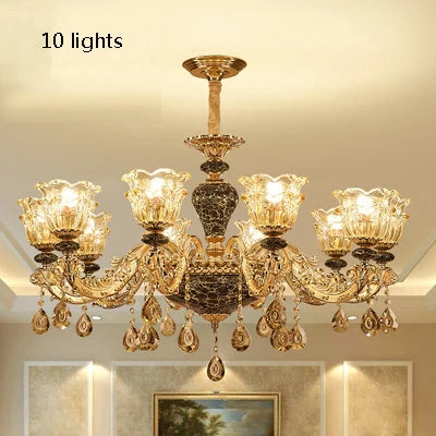 French Luxury Crystals Chandelier – Minimalist Ceramic and Crystal Ceiling Lamp for Living Room, Bedroom, Villa