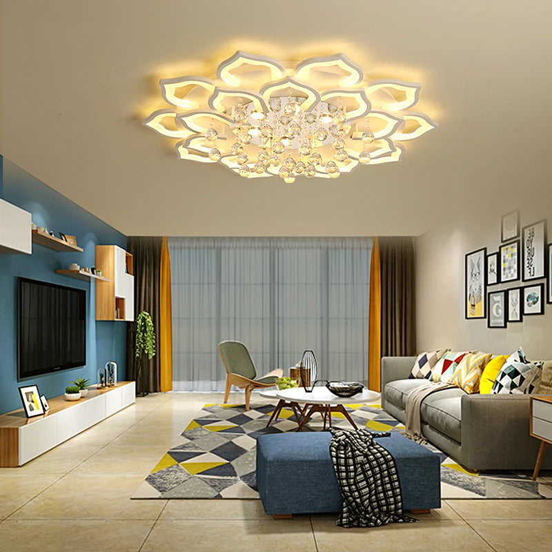 Modern Crystal LED Chandelier – Luxury K9 Crystal Ceiling Light for Living Room, Bedroom & Kitchen
