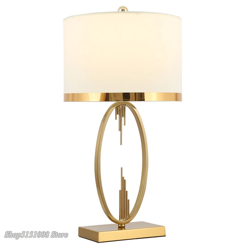 Modern Metal Pipe Shape Table Lamp – Nordic Fabric Bedroom and Living Room Decorative Desk Lighting