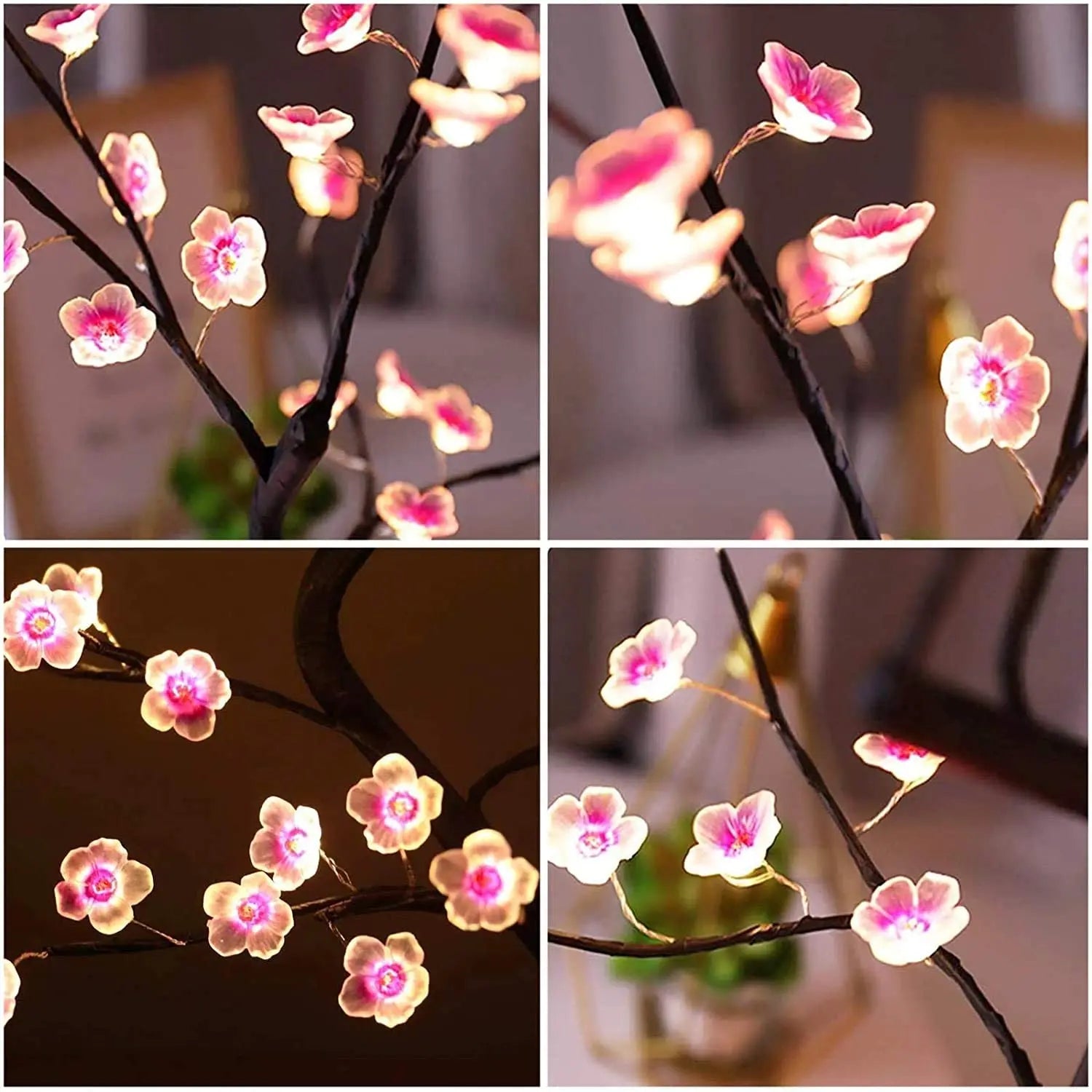 USB or Battery Powered Cherry Blossom LED Tree Lamp – Warm White Decorative Bonsai Light for Home and Bedroom