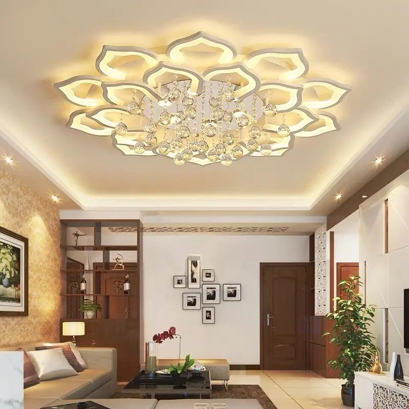 Modern Crystal LED Chandelier – Luxury K9 Crystal Ceiling Light for Living Room, Bedroom & Kitchen