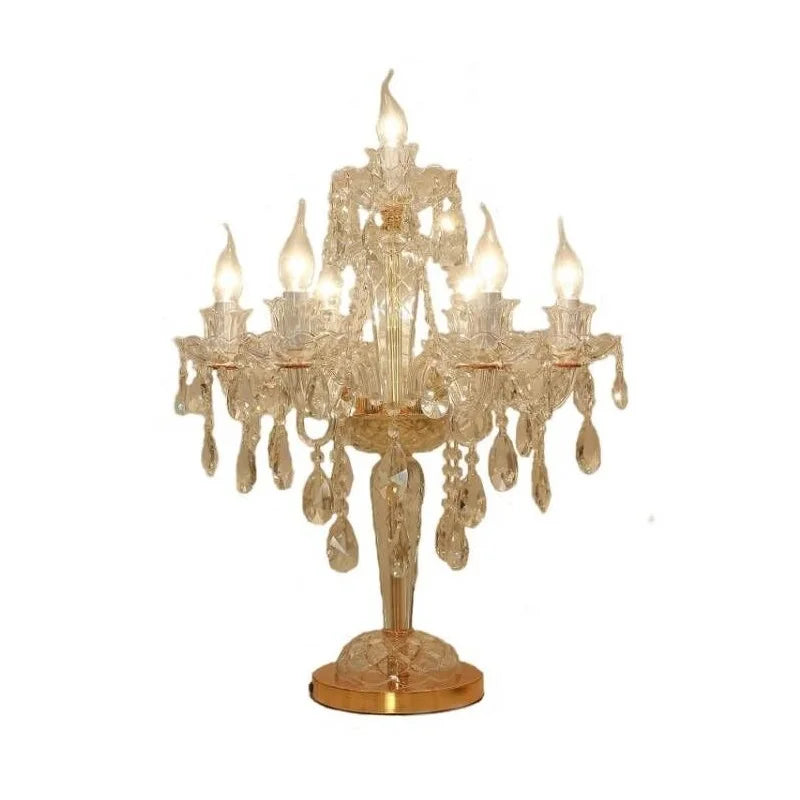 Lampe de table en cristal pour chambre et salon – Lampe de chevet LED moderne au design en verre et métal