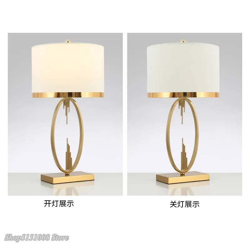 Modern Metal Pipe Shape Table Lamp – Nordic Fabric Bedroom and Living Room Decorative Desk Lighting