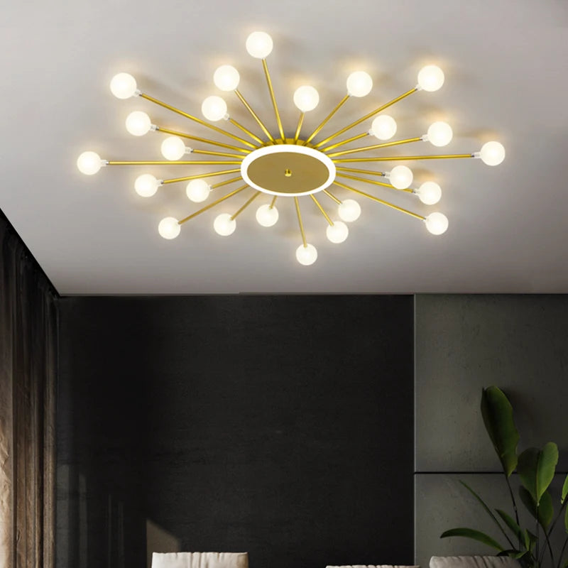 Modern Glass Ceiling Chandelier – LED Lighting Fixture for Living Room, Bedroom & Kitchen