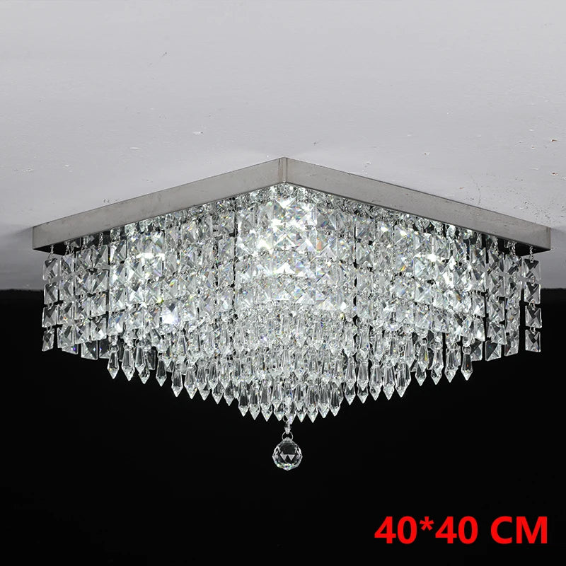 Black & Gold 3-Tier Crystal Chandelier – Modern Flush Mount Pendant Light Fixture