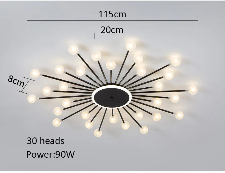 Modern Glass Ceiling Chandelier – LED Lighting Fixture for Living Room, Bedroom & Kitchen