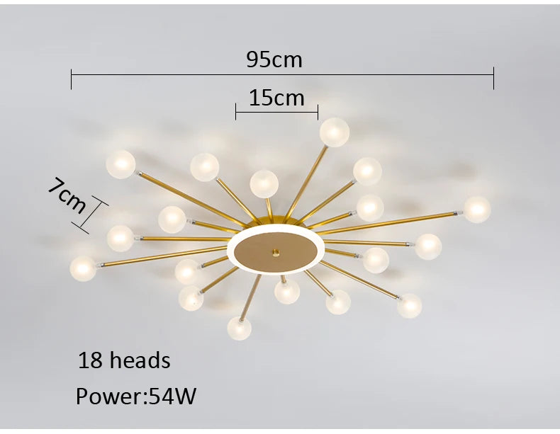 Modern Glass Ceiling Chandelier – LED Lighting Fixture for Living Room, Bedroom & Kitchen