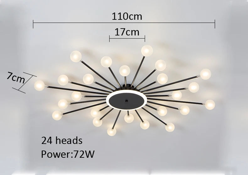 Modern Glass Ceiling Chandelier – LED Lighting Fixture for Living Room, Bedroom & Kitchen