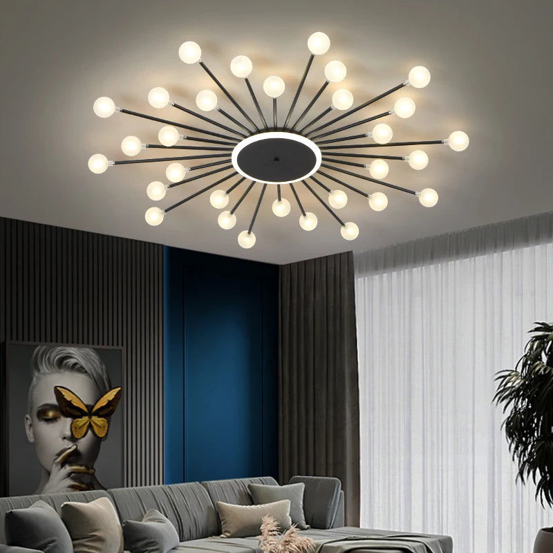 Modern Glass Ceiling Chandelier – LED Lighting Fixture for Living Room, Bedroom & Kitchen