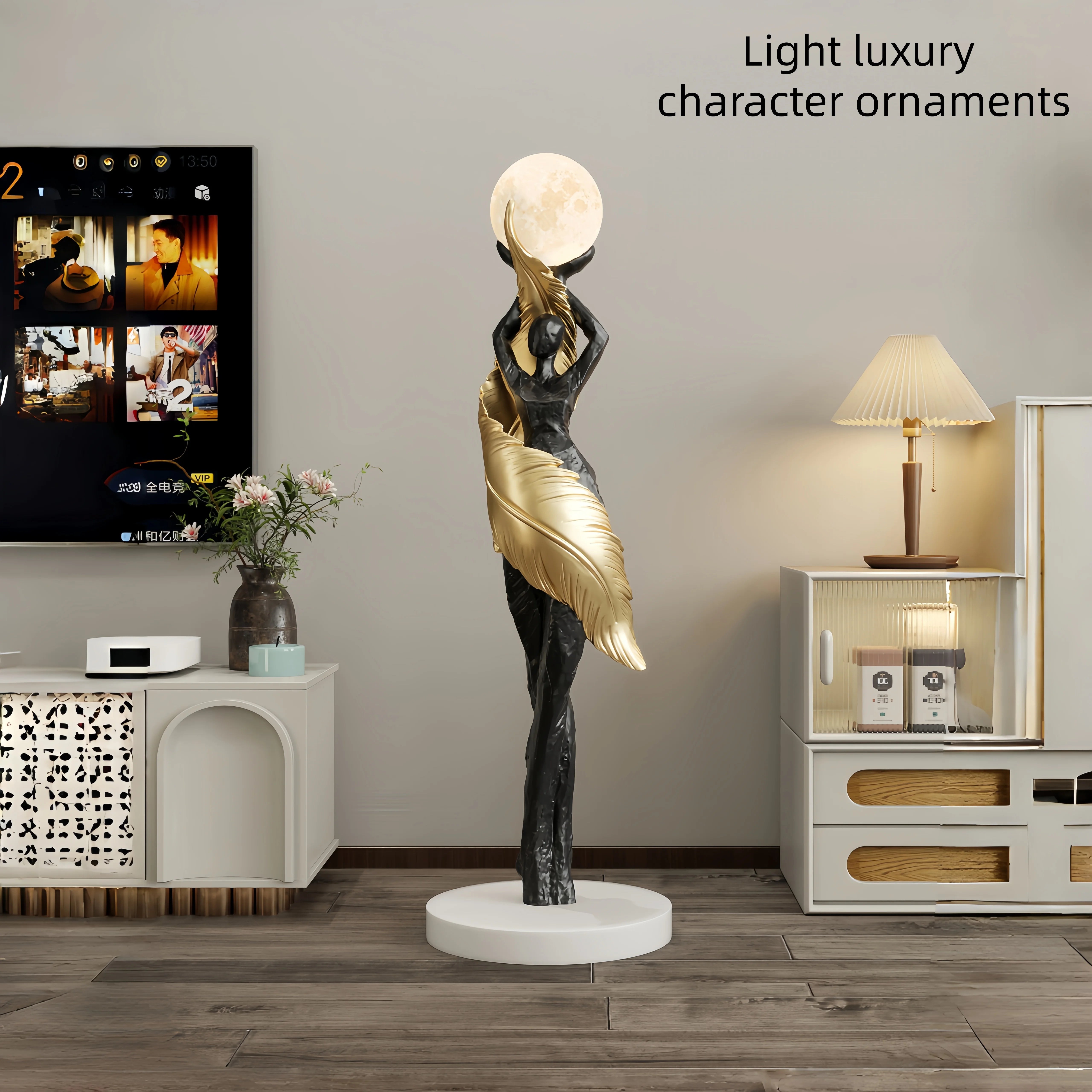 Modern Art Humanoid Floor Lamp – High-End Resin Sculpture LED Atmosphere Light for Living Room and Bedroom