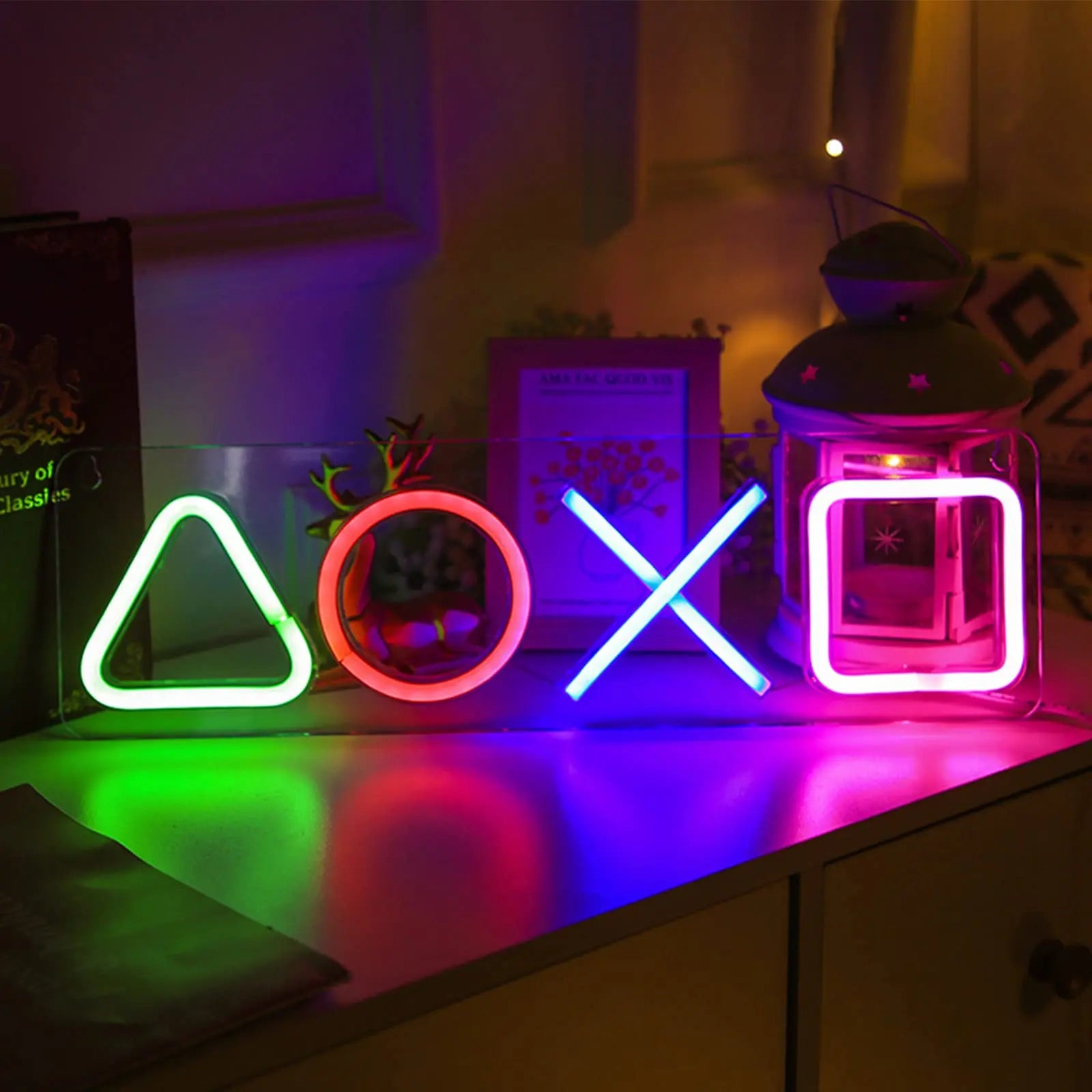 Custom PS4 Game Icon Neon LED Sign – Colorful Wall Hanging Atmosphere Light for Gaming Room, Bar and Club Decor