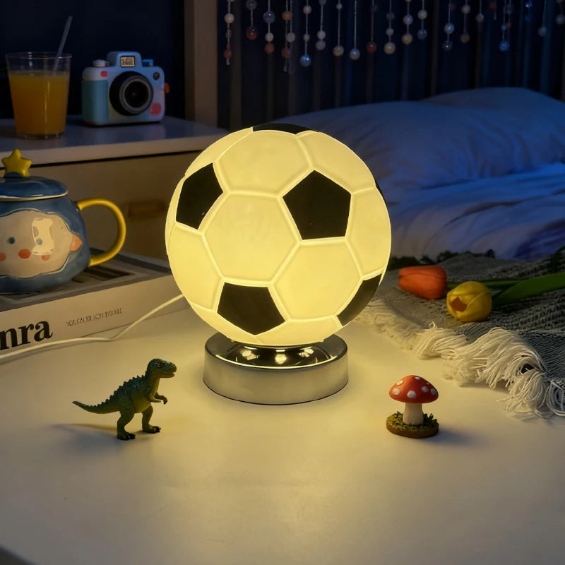 Football Theme Table Lamp – Creative Decorative LED Desk Light with Dimmable Touch Control