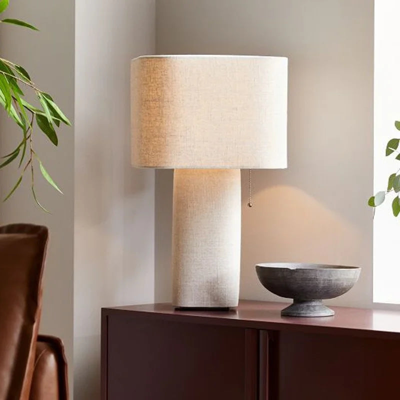 Wabi Sabi High-End Artistic LED Floor Lamp – Modern Fabric Vertical Sofa Light for Living Room, Bedroom, and Exhibition Spaces