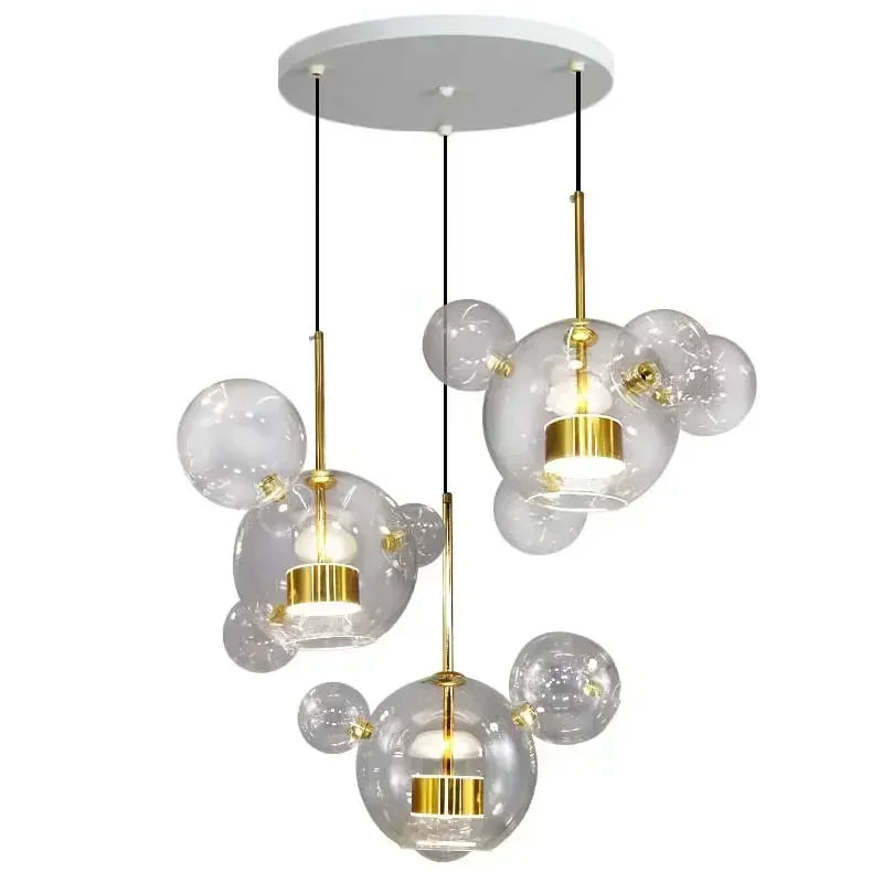 Modern Mouse LED Bubble Ball Chandelier – Creative Transparent Glass Pendant Light for Living Room & Children's Rooms