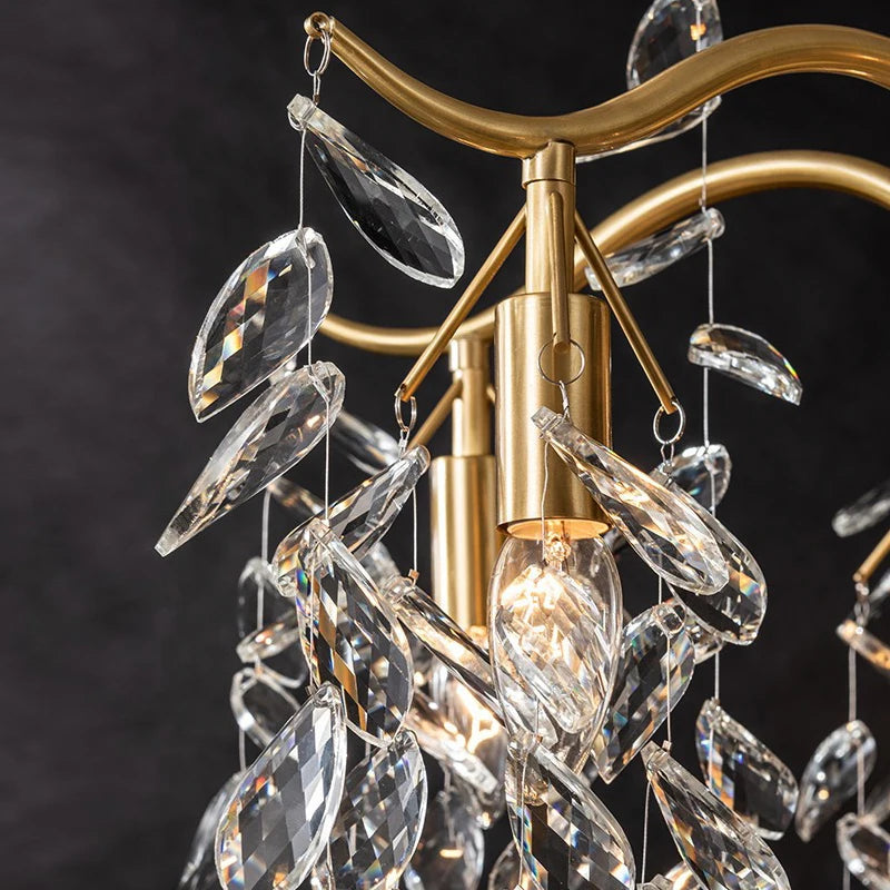 American Pastoral Luxury LED Crystal Chandelier – Elegant Ceiling Pendant Lamp for Bedroom & Living Room