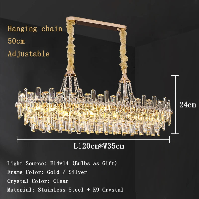 Lustre de plafond LED de luxe en cristal transparent – ​​Suspension moderne pour salon et éclairage intérieur.