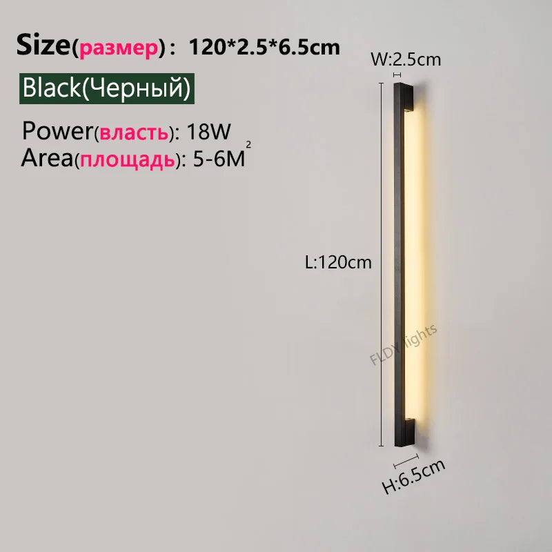 Modern Minimalist Long LED Wall Lamp – Nordic Background Wall Light for Bedroom, Living Room