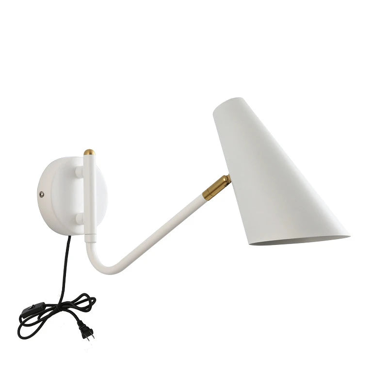 Adjustable Long-Arm LED Wall Lamp – American Modern Plug-In Sconce for Bedside, Study, and Interior Home Décor Lighting