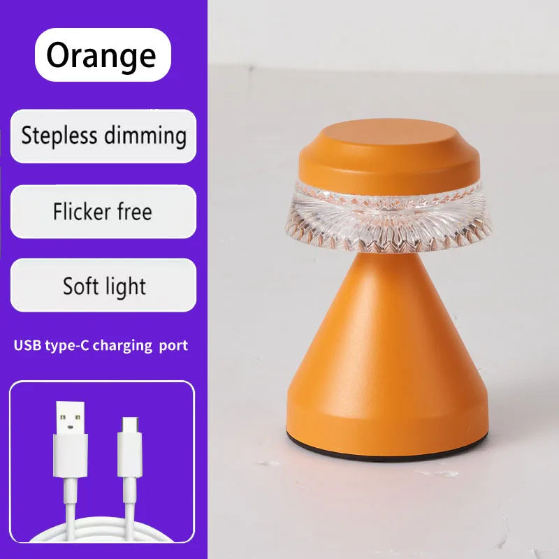 Mushroom LED Night Light Table Lamp – Rechargeable Touch Sensor Desk Lamp for Bedroom, Restaurant & Bar Décor
