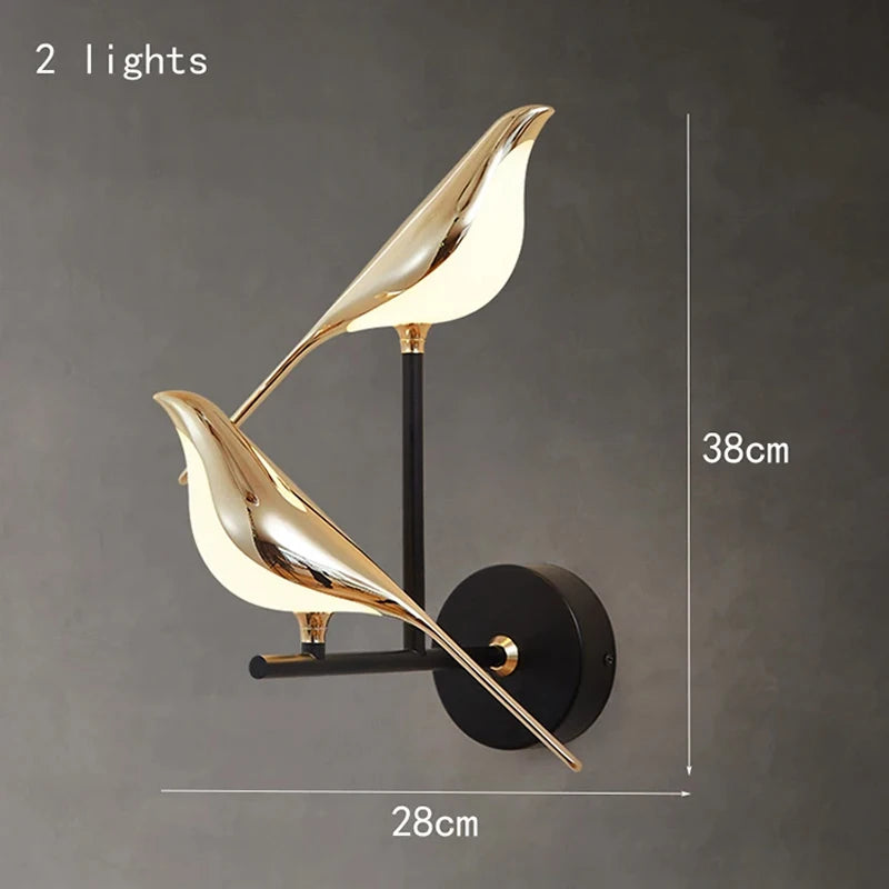 Nordic Golden Bird LED Wall Light – Creative Metal Art Sconce for Bedrooms, Living Rooms, Bars, and Modern Home Décor