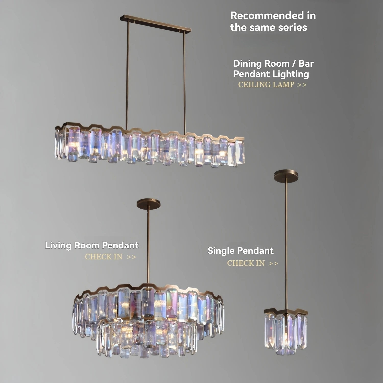 Iridescent Crystal Chandelier – Designer Luxury Round & Long Pendant Light for Dining Room, Living Room, Hotel & Villa