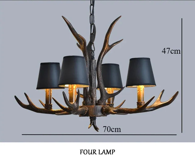 Retro Antlers LED Chandelier – Vintage Resin Antler Pendant Light for Dining Room, Living Room & Home Interior Décor