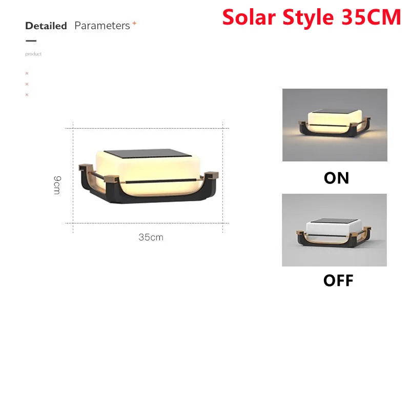 Outdoor Courtyard LED Solar Lawn Light – IP65 Waterproof Pillar &amp; Fence Post Lamp for Garden, Path & Villa Lighting