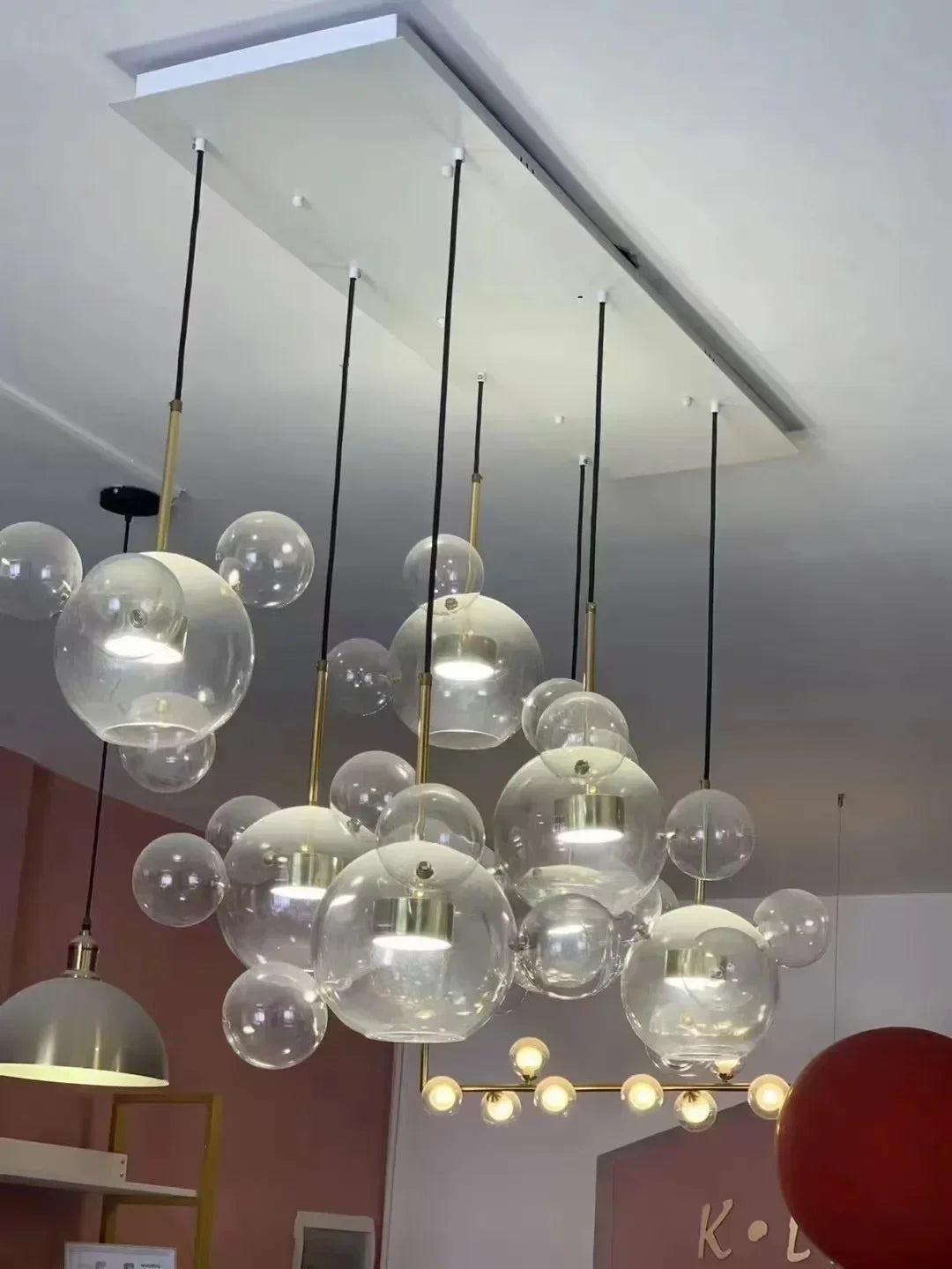 Modern Mouse LED Bubble Ball Chandelier – Creative Transparent Glass Pendant Light for Living Room & Children's Rooms