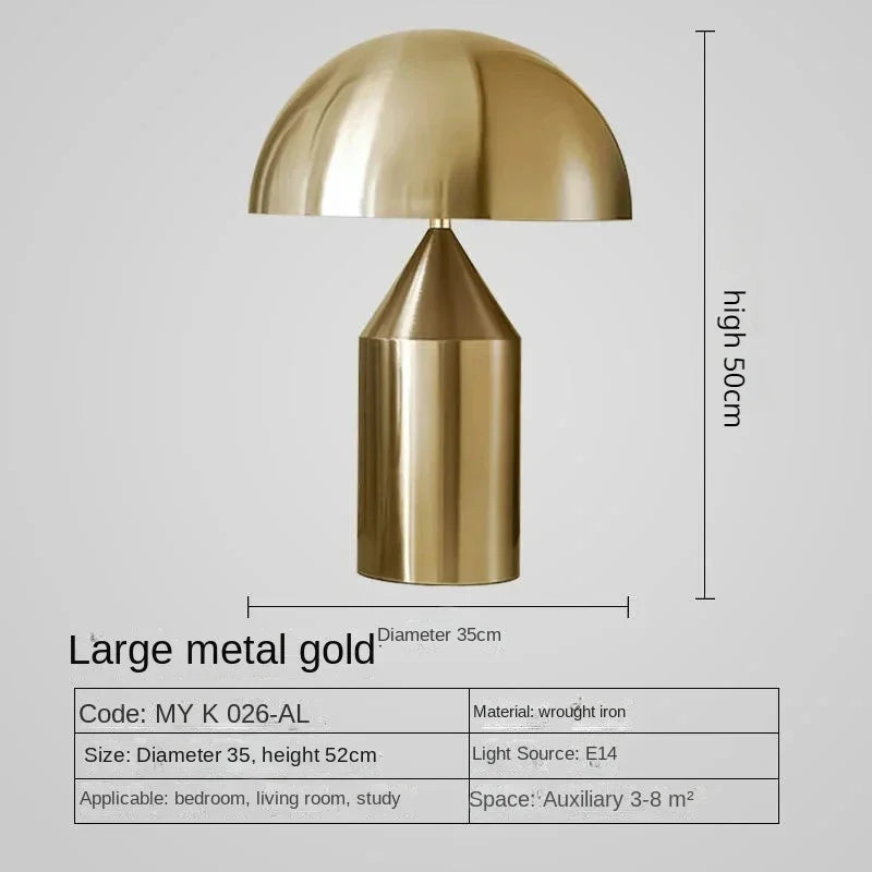 Italian Luxury Mushroom LED Floor Lamp – Nordic Metal Bedside Light for High-End Bedroom and Home Decoration