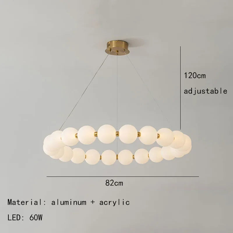 Modern Nordic Classic LED Pendant Light – Pearl Necklace Style Chandelier for Dining and Living Rooms